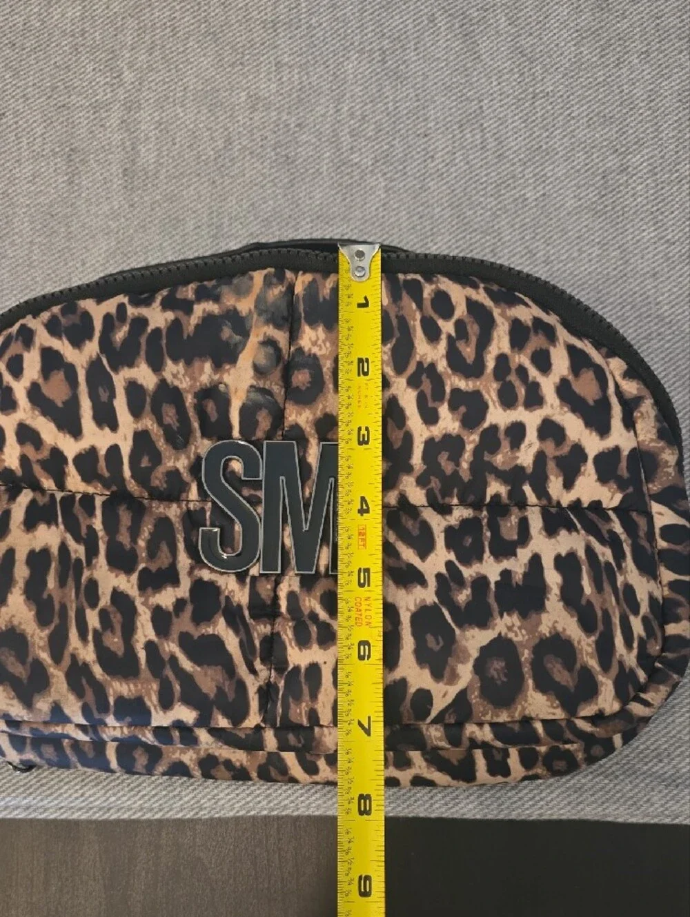 Steve Madden Leopard Print Quilted Cosmetic Travel Bag Pouch SM Logo